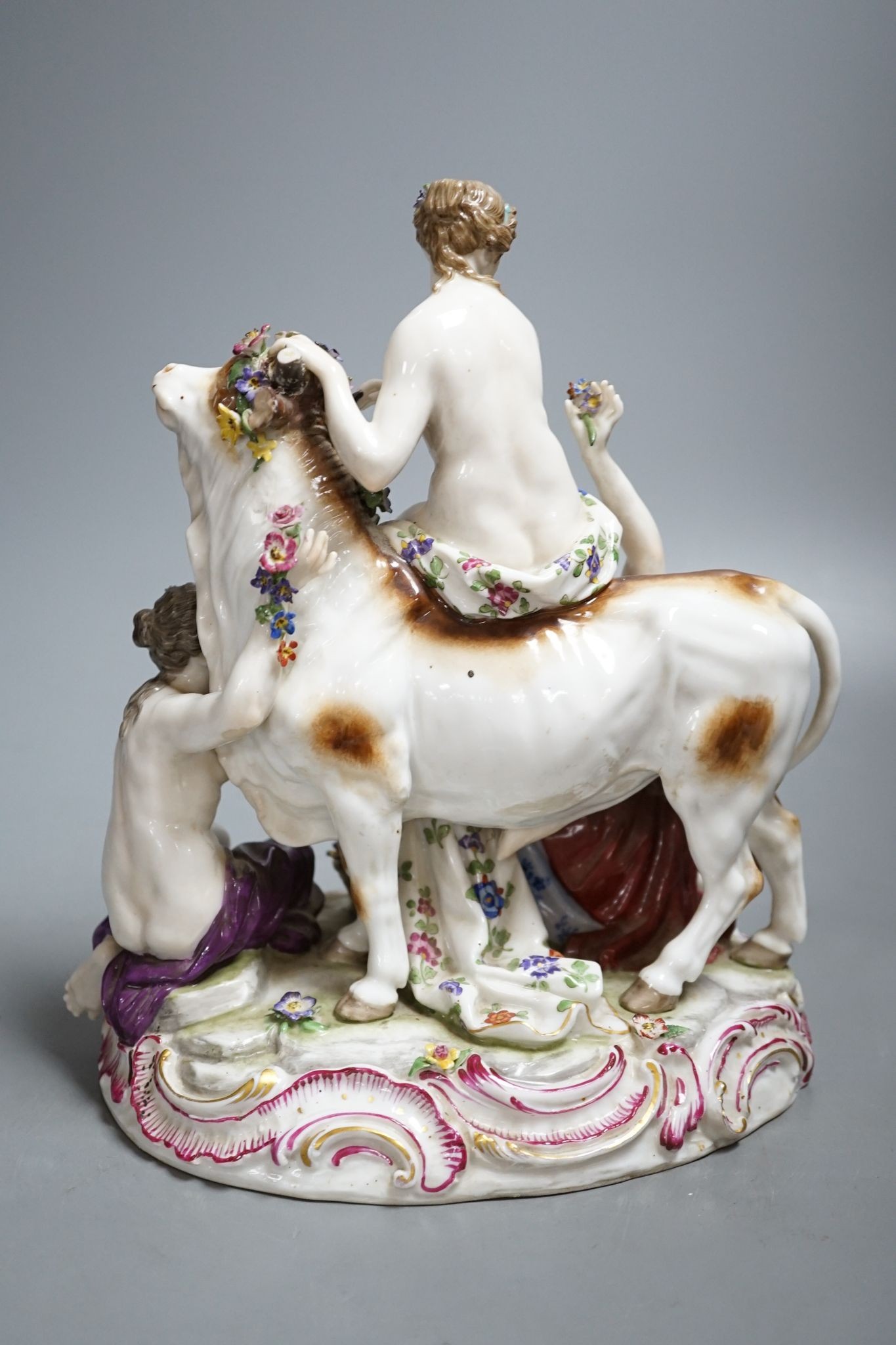 Continental porcelain group in Meissen style - Europa and the Bull, 25cm